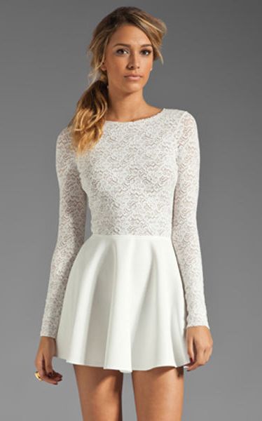 Elegant Long Sleeve White Open Back Dress